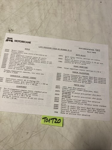 1978 motobécane 92gt liste - 92gt,